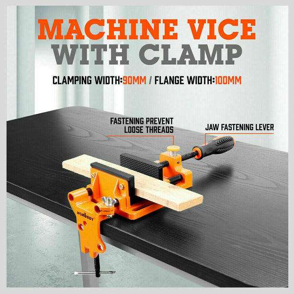 90Mm Drill Press Bench Vice Quick Release Clamp Jaw Soft Grip Hand Pads Woodwork