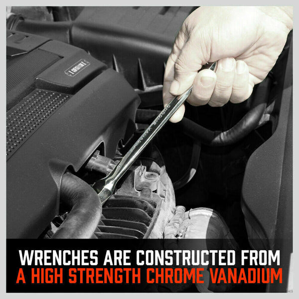 Horusdy 10Pc Flexible Head Ratchet Spanner Set Metric Wrench Crv With Carry Pouch 8 22Mm Wrench Sets