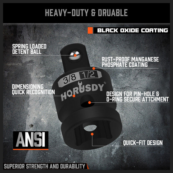Horusdy 5Pcs Impact Socket Adapter Set Reducer 1/4 3/8 1/2 Inch Drive Other Wrenches & Spanners