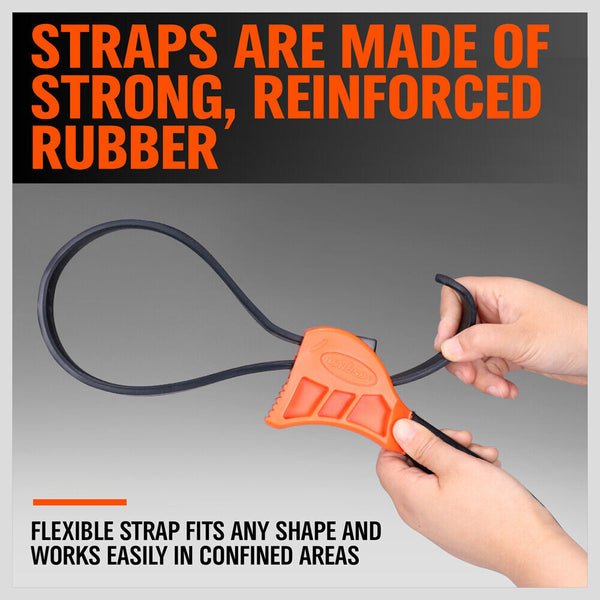 Horusdy 2Pc Strap Wrench Rubber Belt Spanner Multi Purpose Jar Opener Filter Other Wrenches & Spanners