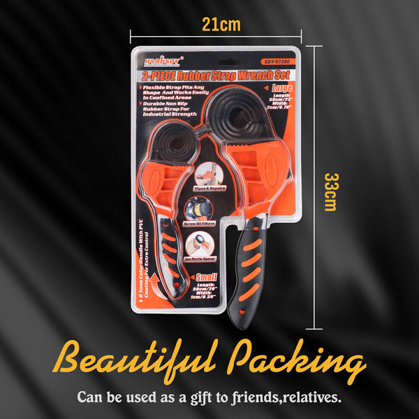 Horusdy 2Pc Strap Wrench Rubber Belt Spanner Multi Purpose Jar Opener Filter Other Wrenches & Spanners