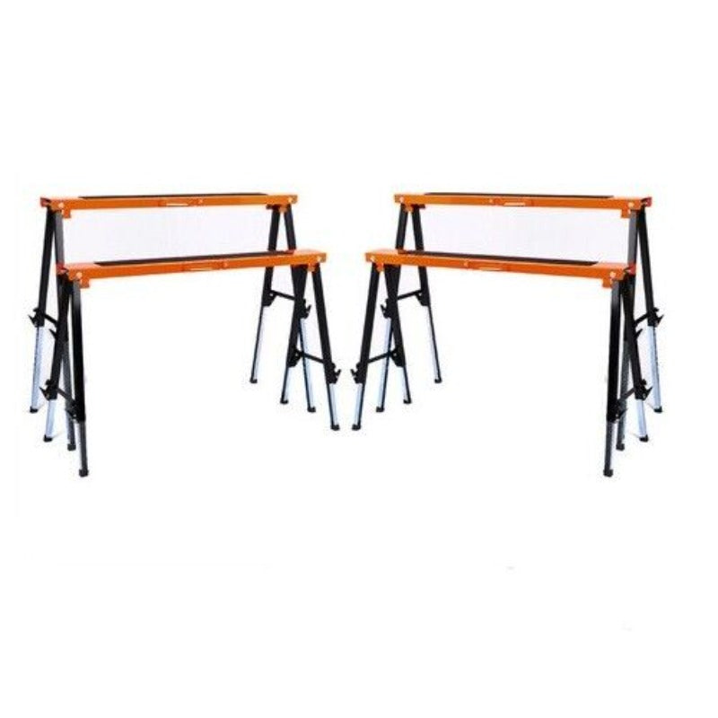 Horusdy 4Pc Mastercraft Sawhorse Metal Folding Non Slip Surface Horse 120Kg Capacity Jacks Stands & Sawhorses