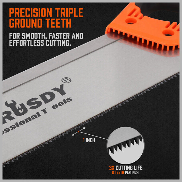 Horusdy 14" Back Saw Wood Hand Woodworking Timber Plastic Cutting Ergonomic Handle Saws