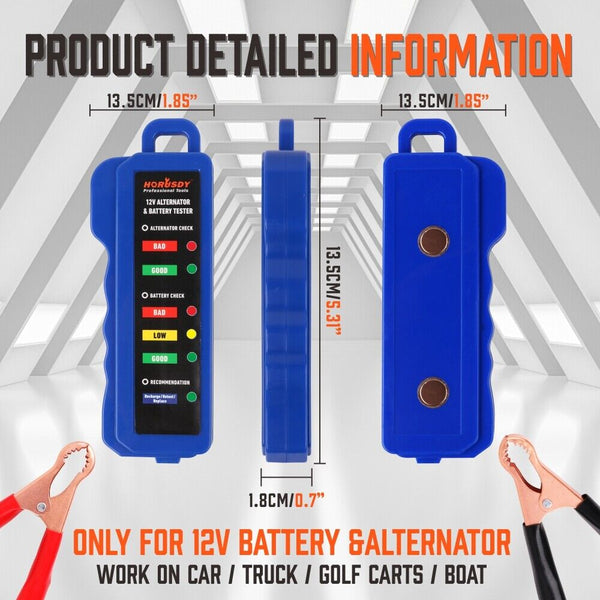 Horusdy Digital 12V Alternator Battery Tester Car Load Automotive Voltage Check Battery Testers
