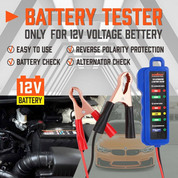 Horusdy Digital 12V Alternator Battery Tester Car Load Automotive Voltage Check Battery Testers
