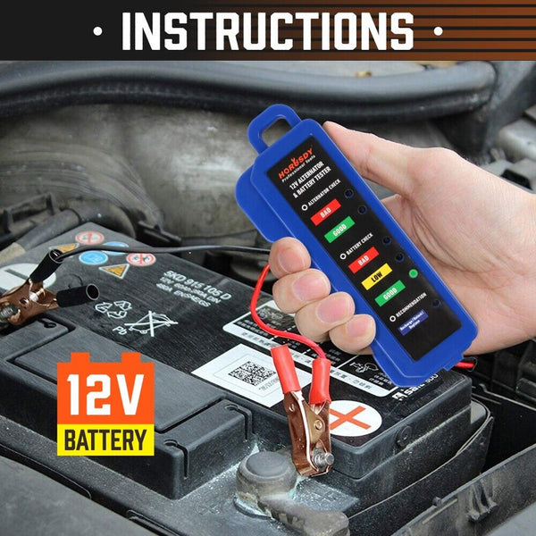 Horusdy Digital 12V Alternator Battery Tester Car Load Automotive Voltage Check Battery Testers