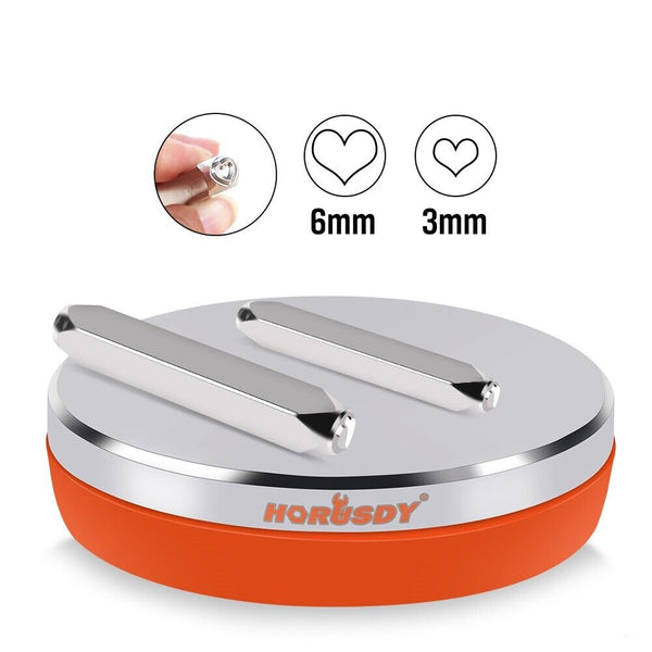Horusdy 3" Steel Bench Block Round Jewelry Stamping Tool Mirror Polishing With 2 Punches Other Tools