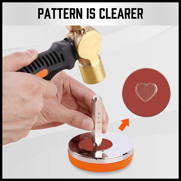 Horusdy 3" Steel Bench Block Round Jewelry Stamping Tool Mirror Polishing With 2 Punches Other Tools