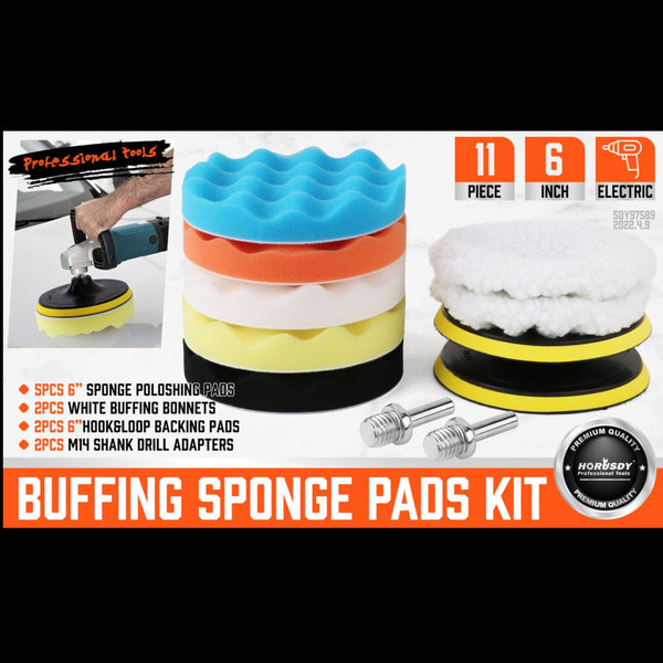 11Pc 6" Buffing Waxing Polishing Pads Kit Sponge Set For Car Polisher Drill
