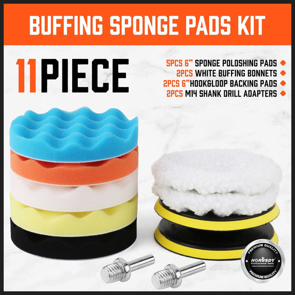 11Pc 6" Buffing Waxing Polishing Pads Kit Sponge Set For Car Polisher Drill