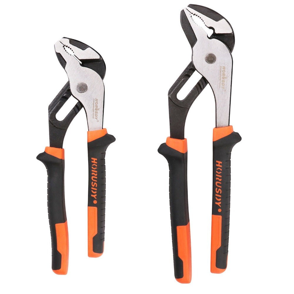 Horusdy 2Pc Groove Joint 8 & 10 Inch Multi Grip Non Slip Heavy Duty Pipe Wrench Pliers