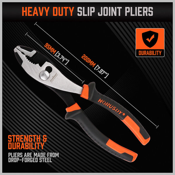 8" Slip Joint Pliers Adjustable Heavy Duty Jars Non-Slip Grip Handle 200Mm
