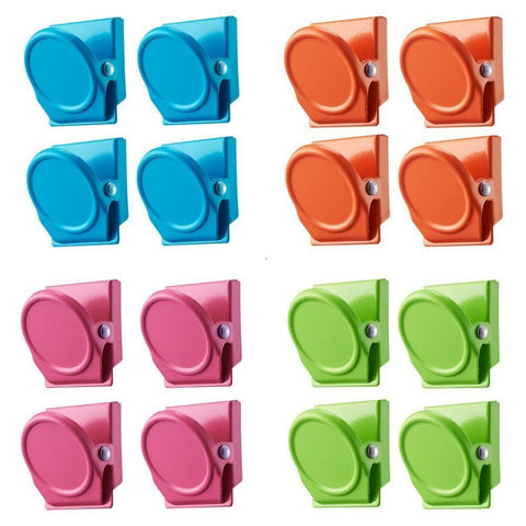 Horusdy 16Pc Magnetic Spring Clamps Refrigerator Clips Note Holder Fridge Tips Refrigerator Magnets