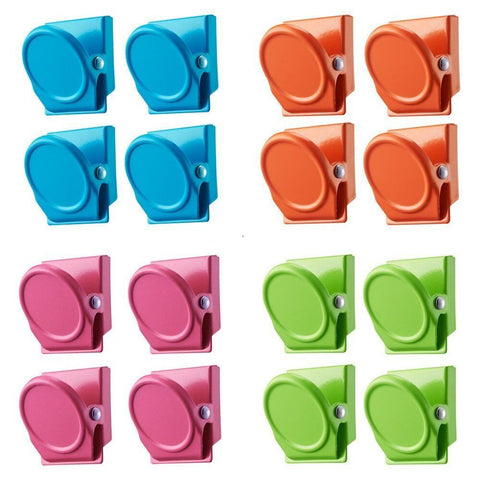 16Pc Magnetic Spring Clamps Refrigerator Clips Note Holder Fridge Tips