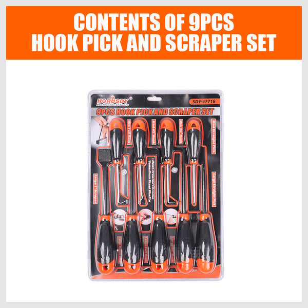 Horusdy 9Pc Hook And Pick Tool Set Scraper Large Full & Small Mini Size Non Slip Handle Other Hand Tools