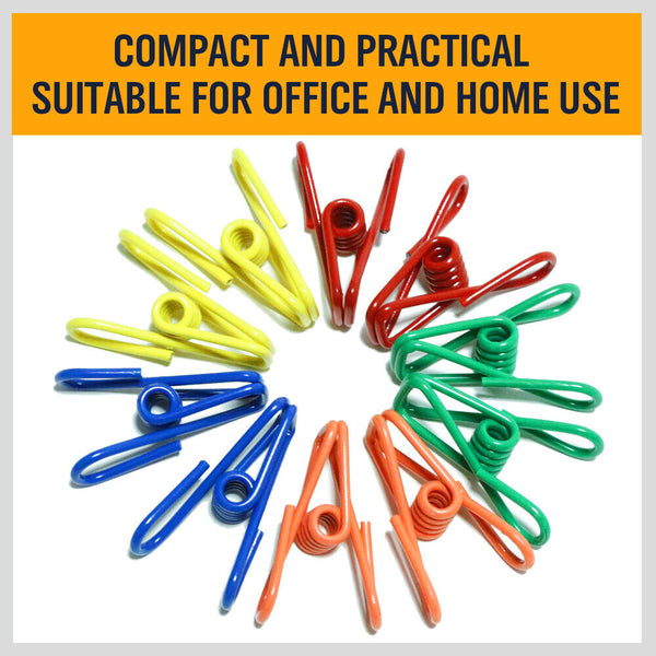 Horusdy 10Pc Steel Clips Multi Use Spring Clamps Clothes Peg Hanging Note Book Laundry Pegs & Peg Bags