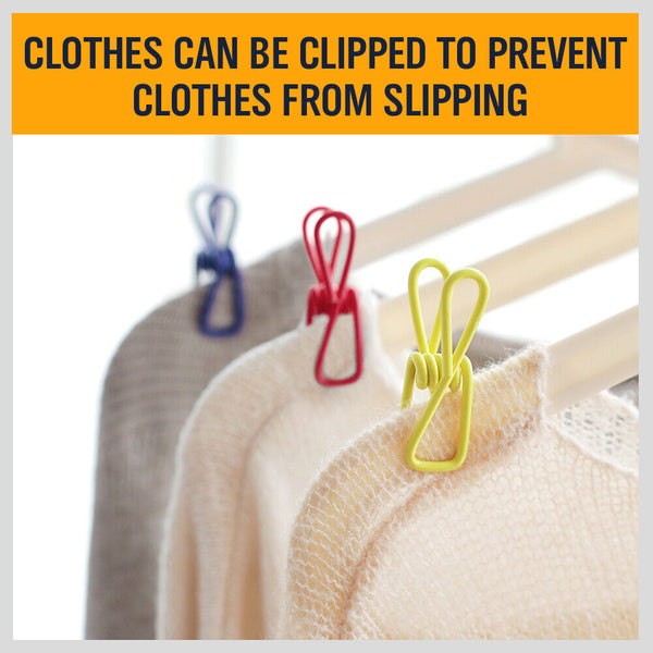 Horusdy 10Pc Steel Clips Multi Use Spring Clamps Clothes Peg Hanging Note Book Laundry Pegs & Peg Bags