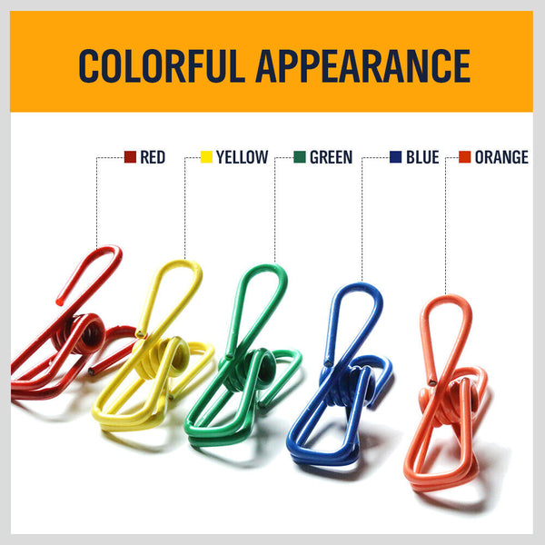 Horusdy 10Pc Steel Clips Multi Use Spring Clamps Clothes Peg Hanging Note Book Laundry Pegs & Peg Bags