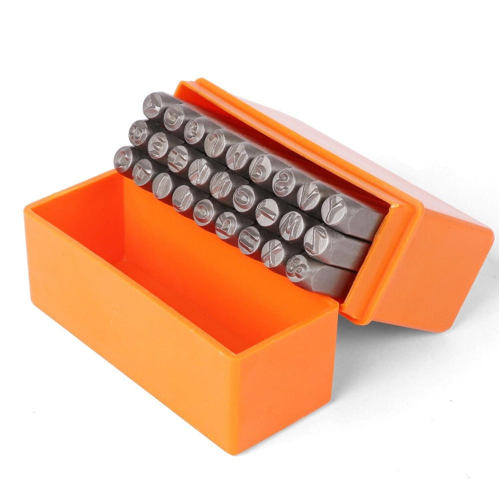 Horusdy 27Pc 6Mm Capital Letter Stamp Punches Set Metal Plastic Wood Leather With Case Other Hand Tools
