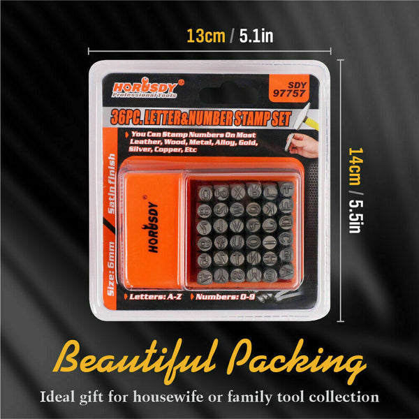 Horusdy 36Pc 6Mm Number & Capital Letter Stamp Set Punches Metal Plastic Wood Leather Other Hand Tools