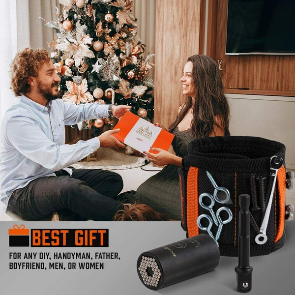 Magnetic Wristband & Universal Socket Grip 7 19Mm Magnets Screws Nails Holder Tool Bags Belts & Pouches