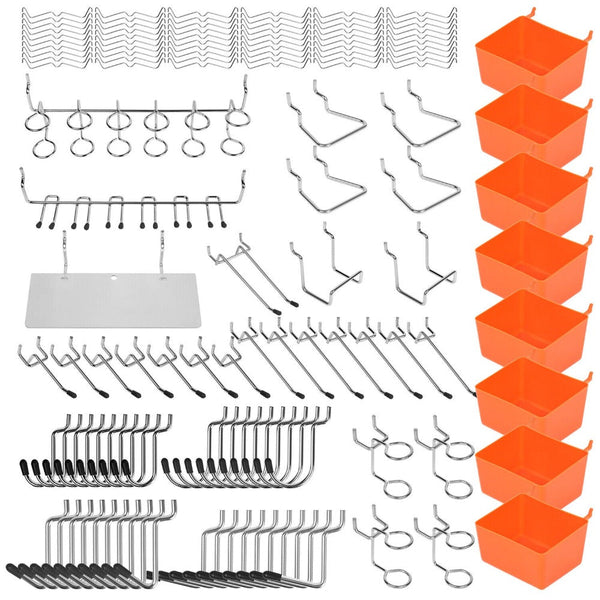 142Pc Pegboard Hooks Set Board Hanger Assortment Storage Trays Organiser Bin Other Tool Storage