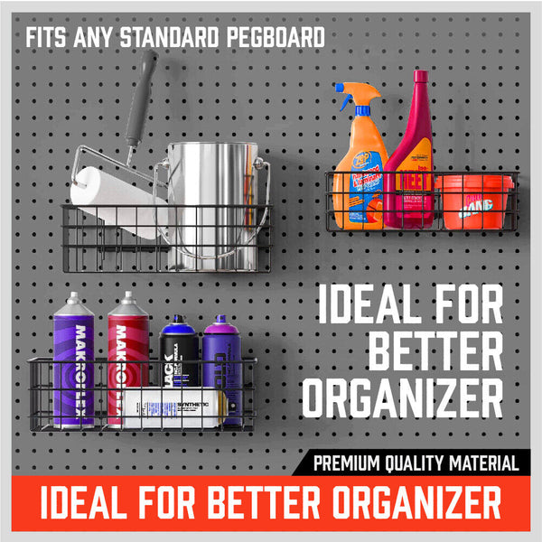 Horusdy 4Pc Pegboard Baskets Set Storage Bins Board Organizer Size Display Hangers Other Tool Storage