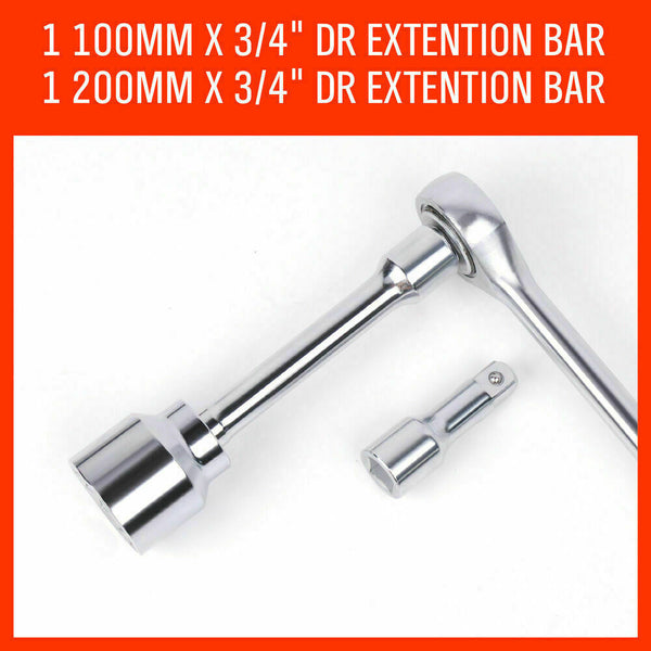 Horusdy 27Pc Heavy Duty Socket Wrench Set 3/4" Drive Metric & Imperial Extension Case Socket Wrenches
