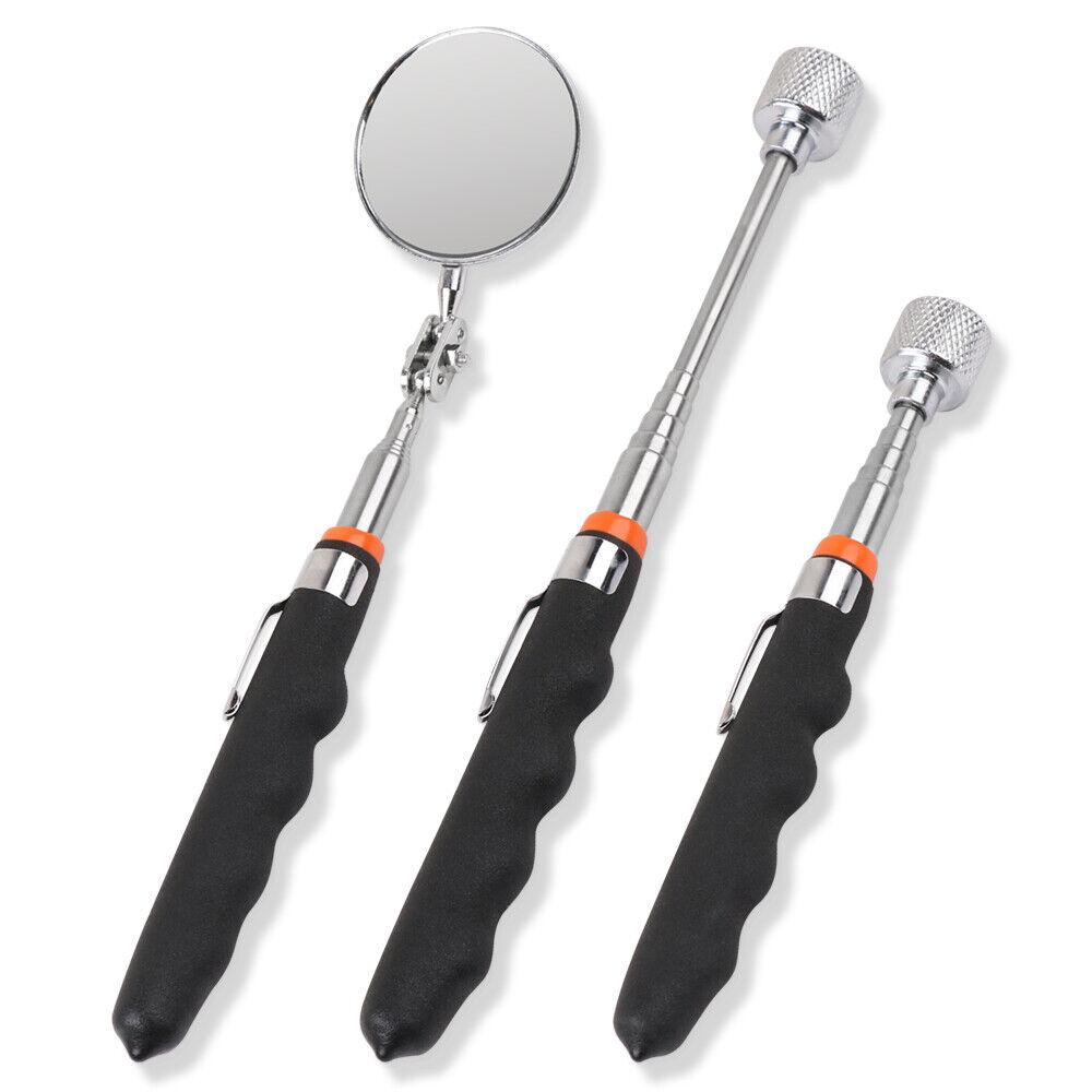 Horusdy 3Pc Magnetic Pick Up Tool & Swivel Inspection Mirror Telescoping Rod Heavy Duty Other Hand Tools