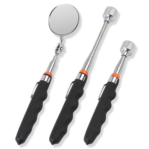 Horusdy 3Pc Magnetic Pick Up Tool & Swivel Inspection Mirror Telescoping Rod Heavy Duty Other Hand Tools
