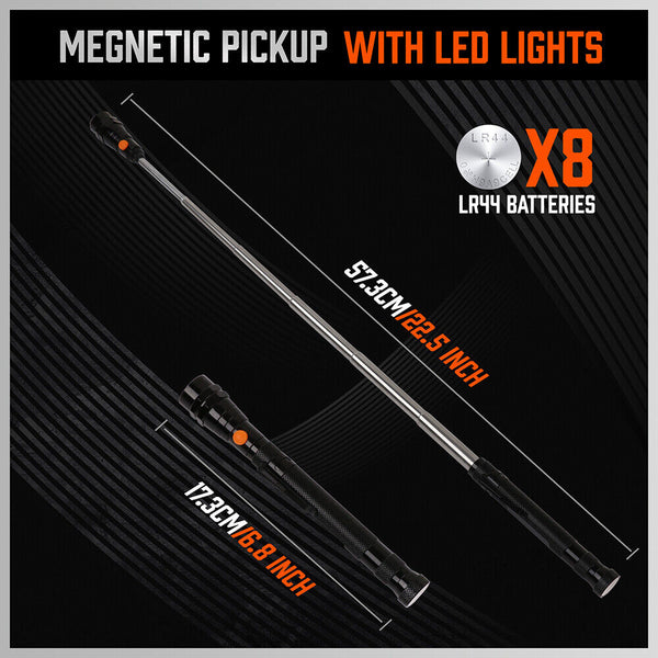 Horusdy 3Pc Magnetic Pick Up Tool Swivel Inspection Mirror Flexible Telescope Led Light Other Hand Tools