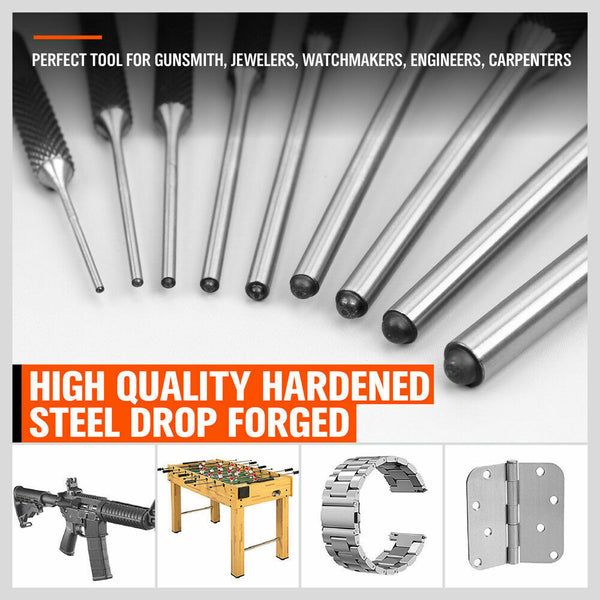 9Pc Roll Pin Punch Set Bolt Catch Gun Building Removing Repair Tool Canvas Pouch Other Hand Tools