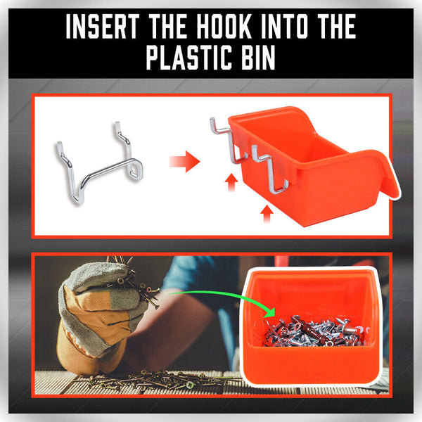 Horusdy 6Pc Pegboard Bins Board Parts Storage With Steel Hooks Tools Organiser Tray Tool Boxes