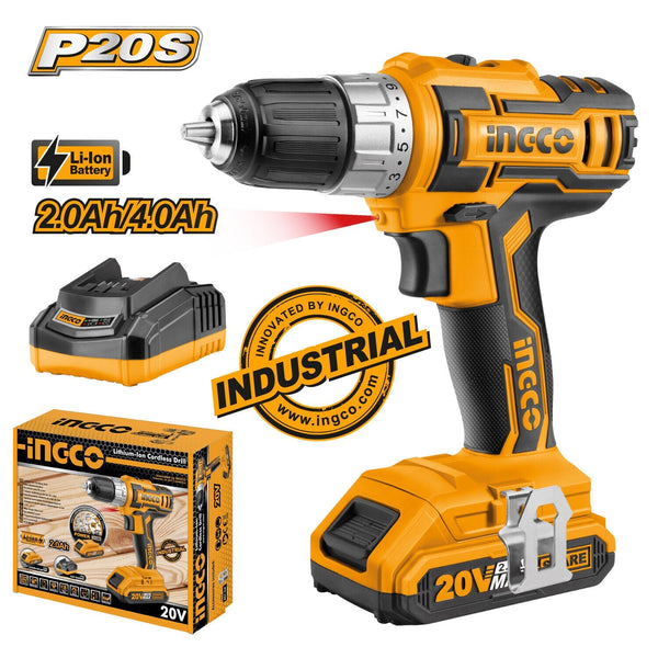Ingco Cordless Power Drill Electric Screwdriver Drilling With Battery & Charger