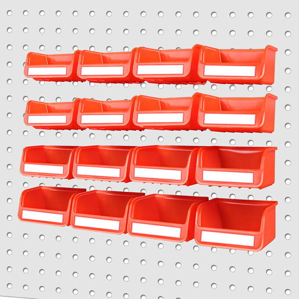 16Pc Pegboard Bins Board Parts Storage With Steel Hooks Tools Organiser Tray