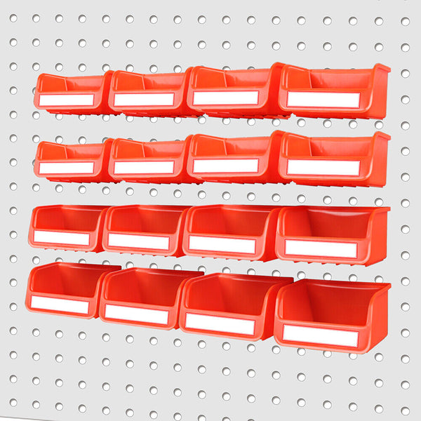 Horusdy 16Pc Pegboard Bins Board Parts Storage With Steel Hooks Tools Organiser Tray Other Tool Storage