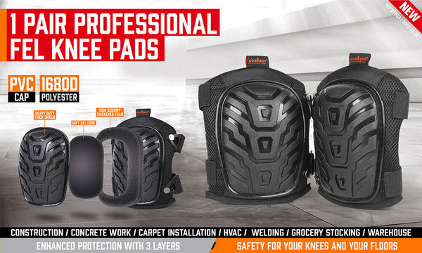 Horusdy Knee Pads Work Safety Senior Gel Cushion High Density Foam Padding Pair Orthotics Braces & Sleeves