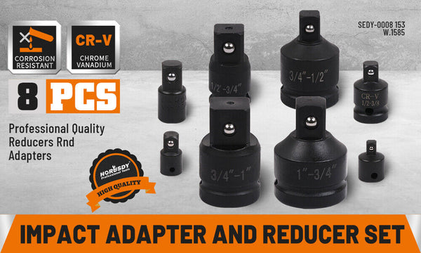 8Pc Impact Socket Reducer Set Heavy Duty Adaptor For Ratchet Wrench With Case Ratchet Wrenches