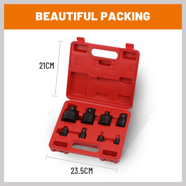 8Pc Impact Socket Reducer Set Heavy Duty Adaptor For Ratchet Wrench With Case Ratchet Wrenches