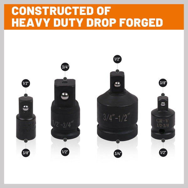 8Pc Impact Socket Reducer Set Heavy Duty Adaptor For Ratchet Wrench With Case Ratchet Wrenches