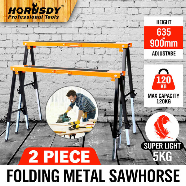 2Pc Mastercraft Sawhorse Metal Folding Non-Slip Surface Horse 120Kg Capacity
