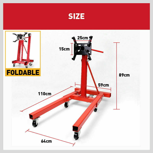 Horusdy Heavy Duty Engine Stand Workshop Car Auto Folding Crane Hoist 900Kg Loading Engine Hoists