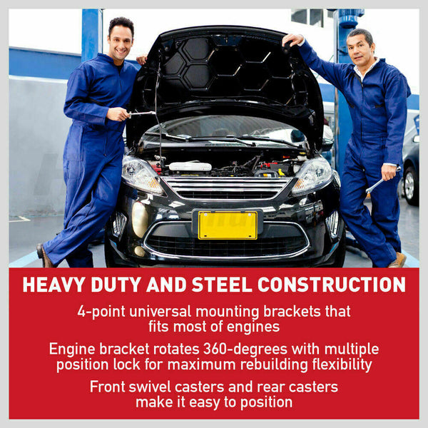 Horusdy Heavy Duty Engine Stand Workshop Car Auto Folding Crane Hoist 900Kg Loading Engine Hoists