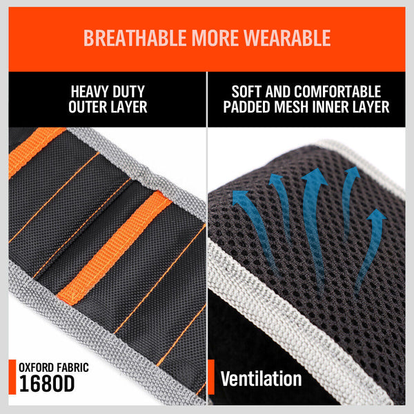 Horusdy 2X Strong Magnetic Wrist Band Strap Tool Holder Belt Screws Bolt Nut Nail Other Hand Tools