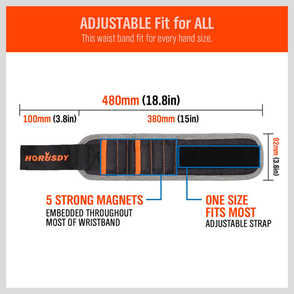 Horusdy 2X Strong Magnetic Wrist Band Strap Tool Holder Belt Screws Bolt Nut Nail Other Hand Tools