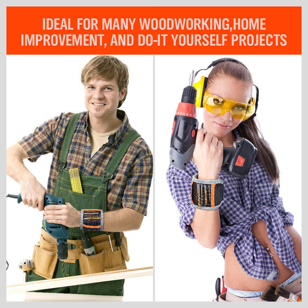 Horusdy 2X Strong Magnetic Wrist Band Strap Tool Holder Belt Screws Bolt Nut Nail Other Hand Tools