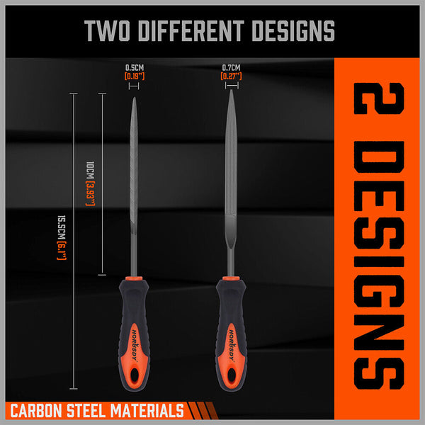 Horusdy 2X Mini Sharp Flat Steel File Metal Wood Carving Carpentry Tool Durable Files
