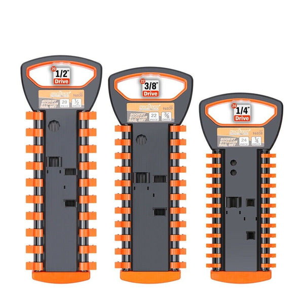 Horusdy 3Pc Socket Rails 66 Holder Space Organiser Garage Rack 1/4" 3/8" 1/2" Other Tool Storage