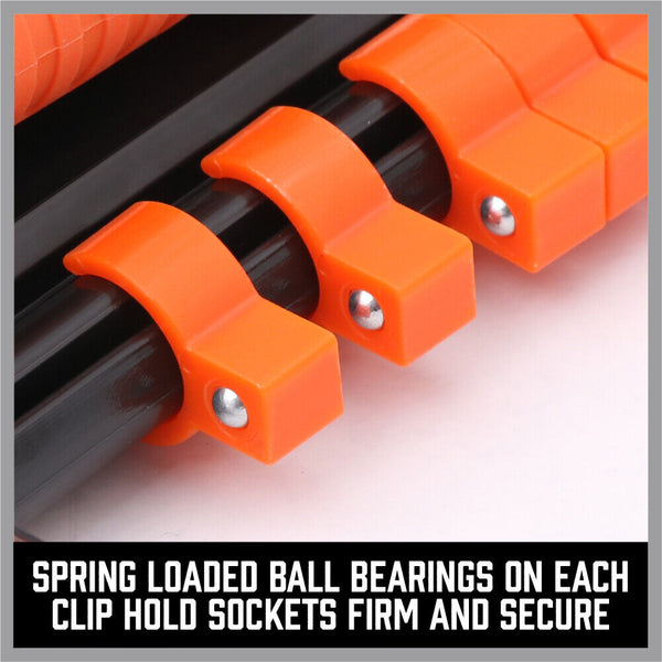 3Pc Socket Rails 66 Holder Space Organiser Garage Rack 1/4" 3/8" 1/2"