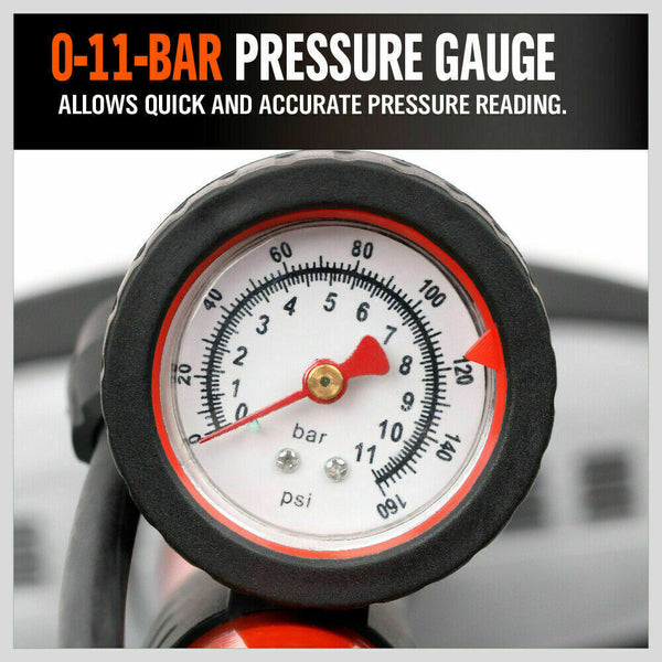 Horusdy High Pressure Air Pump Bicycle Bike Alloy Floor Gauge Ball Balloon Nozzles Pumps